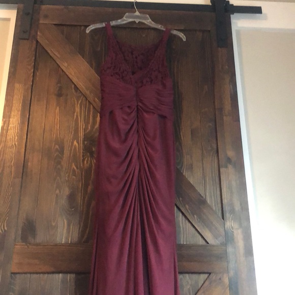 David’s Bridal Wine Long Mesh Bridesmaid Dress - Picture 5 of 5